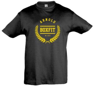 Jetzt erhältlich Kinder T-Shirt mit dem gelben Logo von Arnold Boxfit 4133